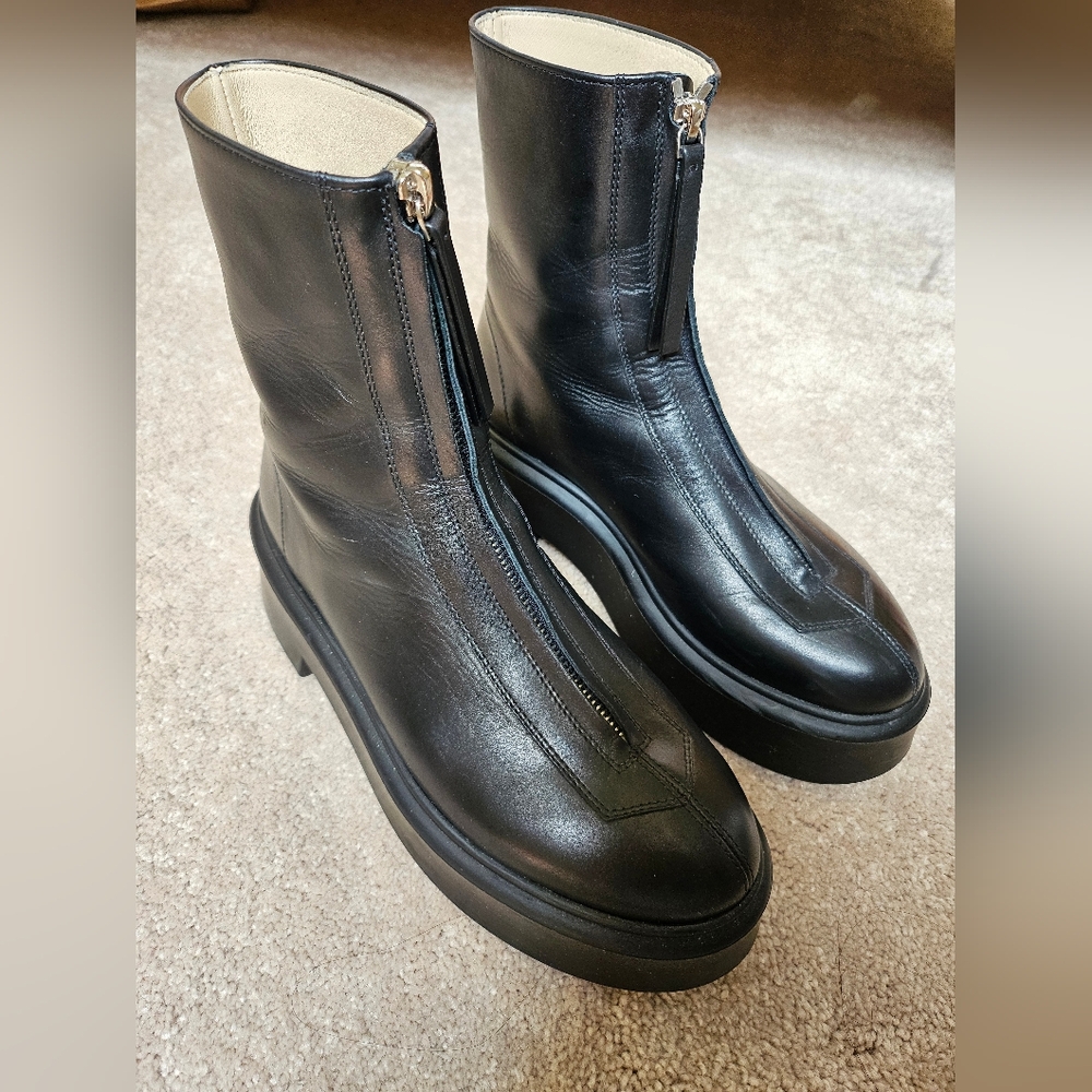 The Row Black Leather Zip Up Boots 37